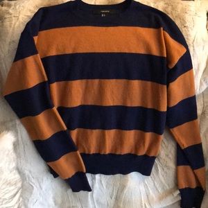 Orange & Navy Blue Striped Sweater